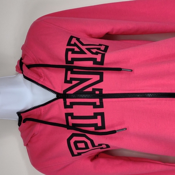 Victoria's Secret Pink XS Hot pink hooded zippered Jacket - Picture 2 of 9